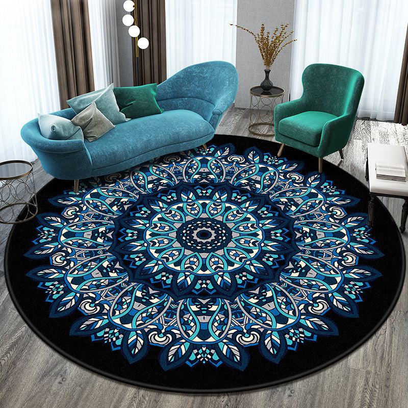 Tappeto rotondo mandala nero colori brillanti