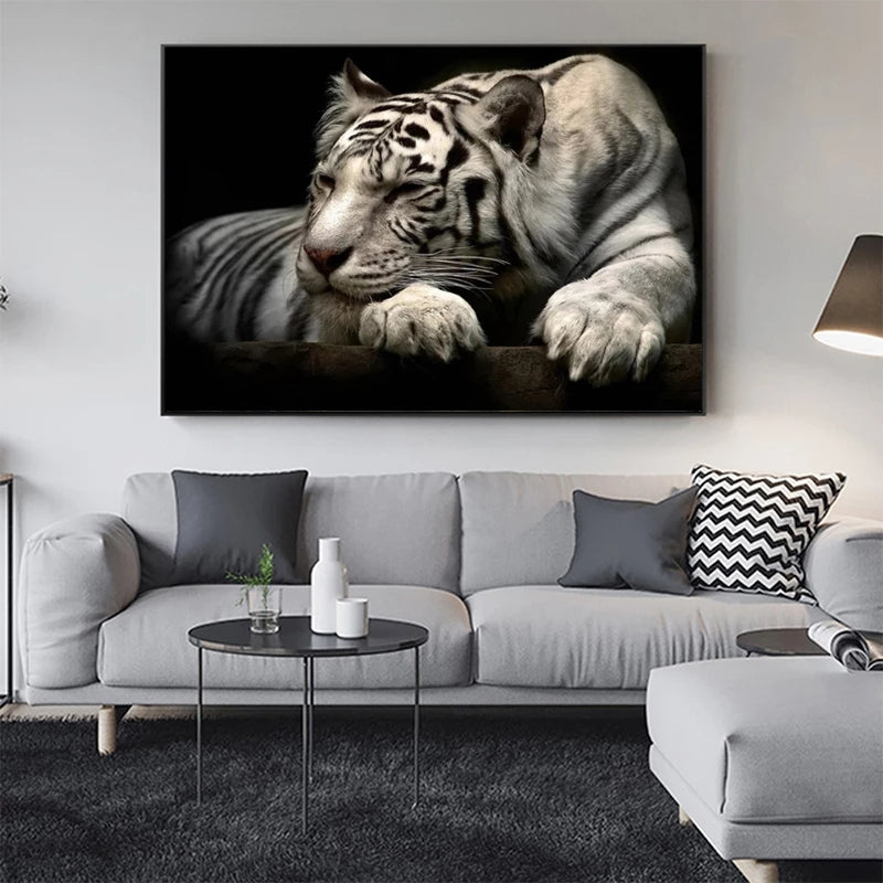 Quadro tela tigre bianco nero