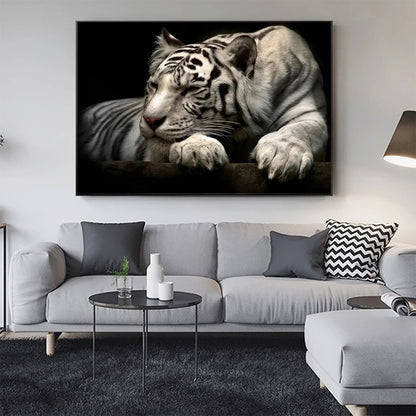 Quadro tela tigre bianco nero
