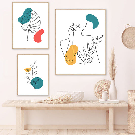 Poster Silhouette di donna con foglia