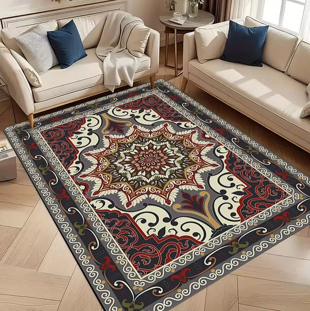 Tappeto mandala rosso e oro
