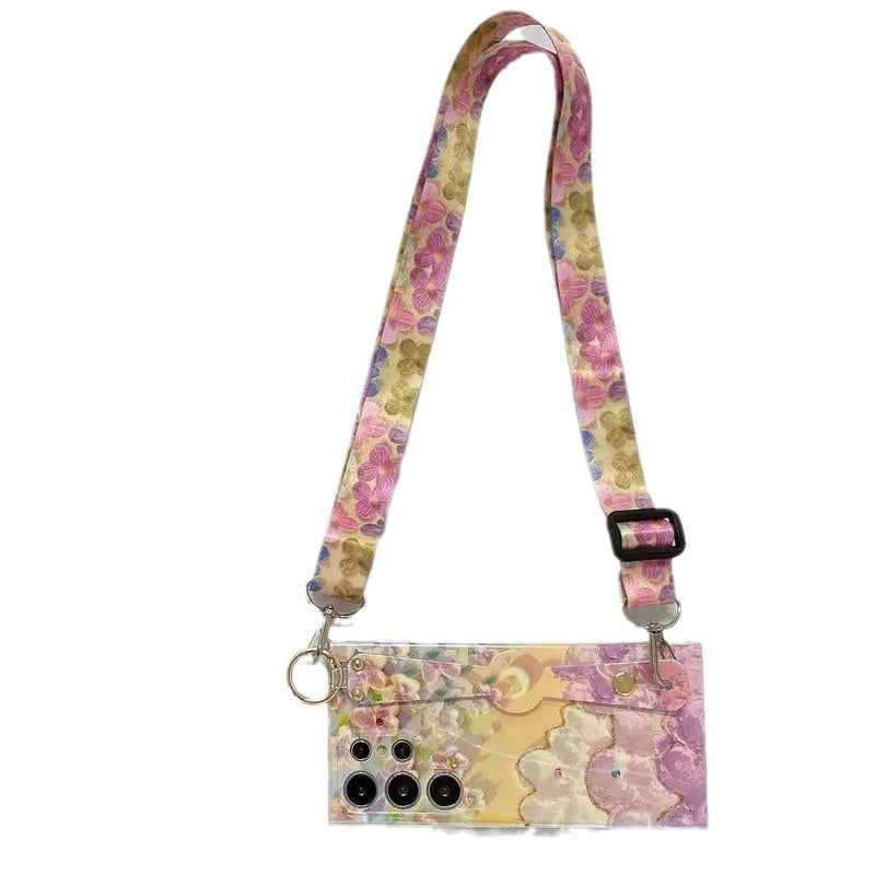 Custodia telefono strass fiori