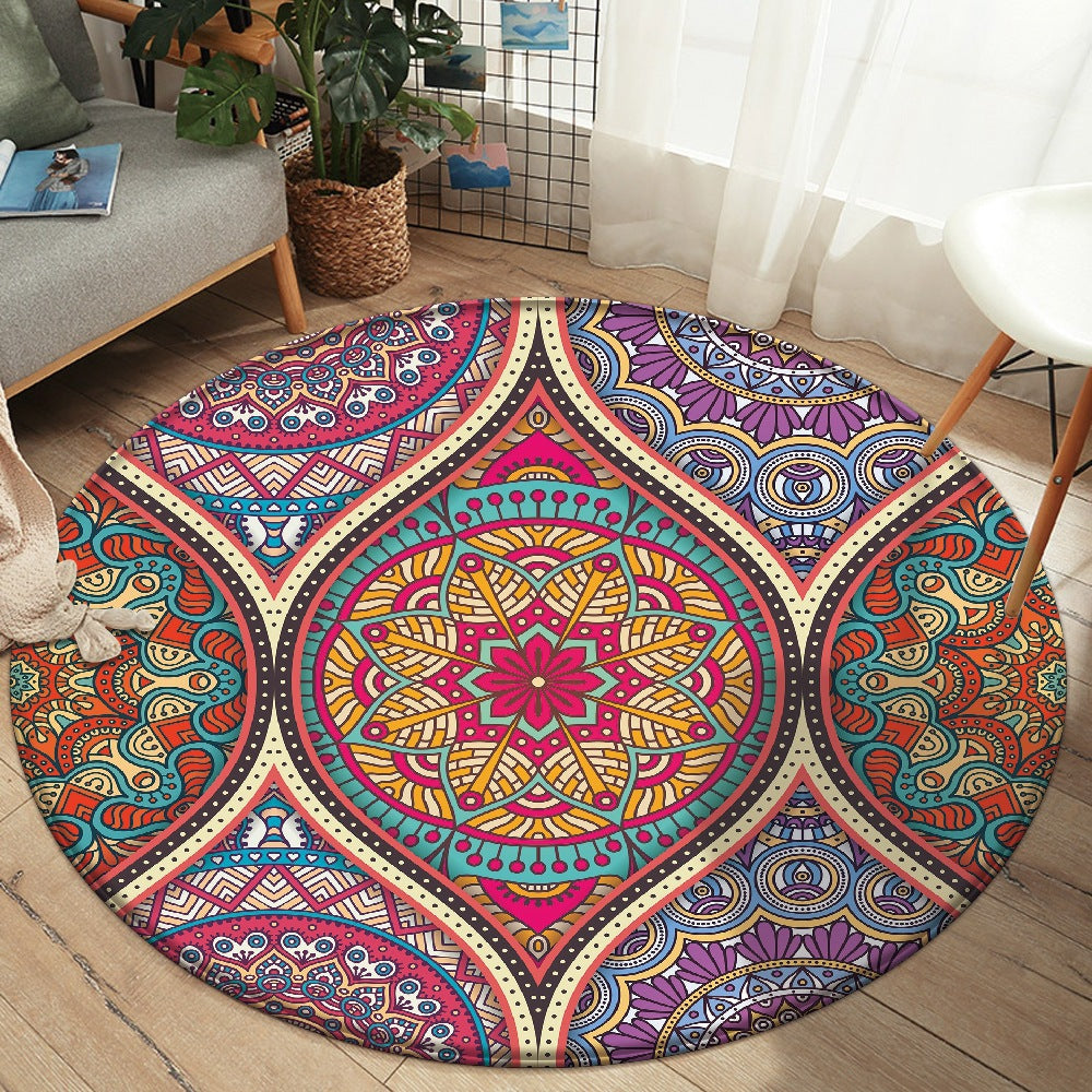 Tappeto rotondo mandala patchwork colorato