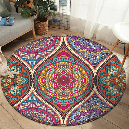 Tappeto rotondo mandala patchwork colorato