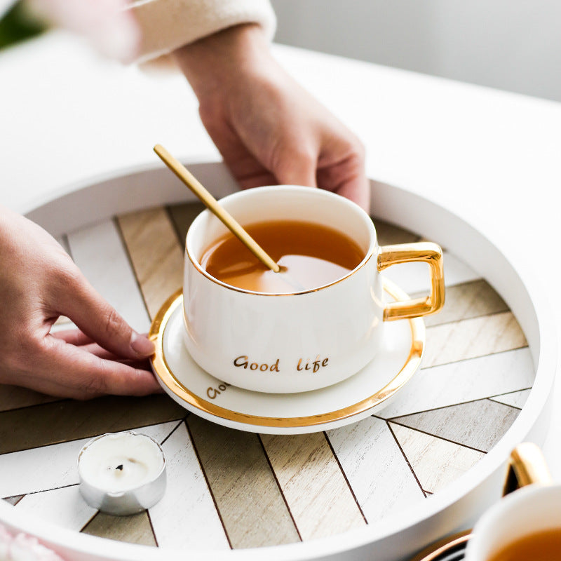 Tazza caffè con piattino oro