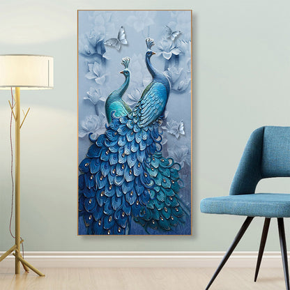 Poster Pavone blu e oro