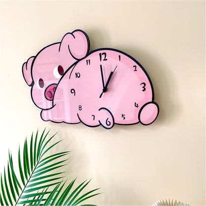 Orologio da parete Elefante rosa cartone