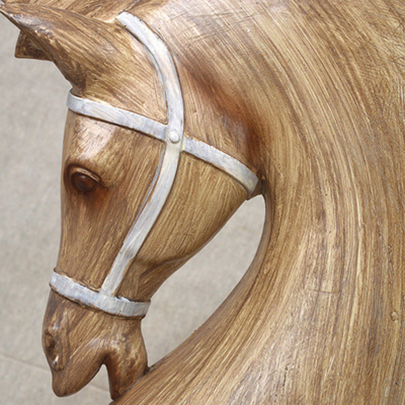 Busto cavallo legno naturale decorato
