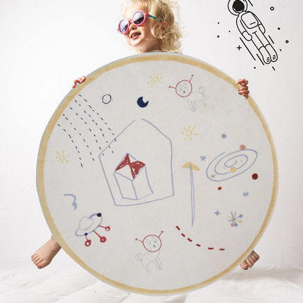 Tappeto rotondo disegni bambini pastello