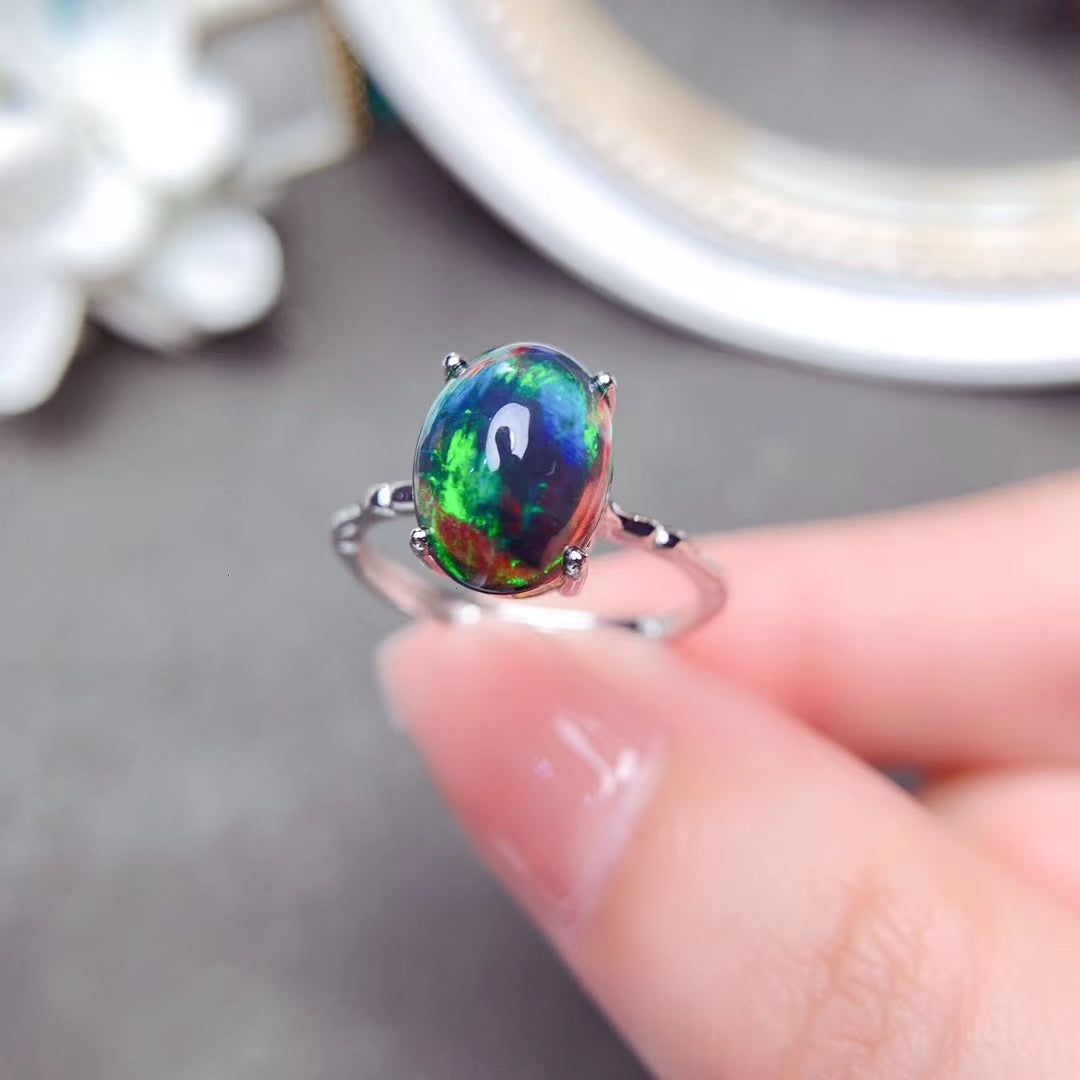 Anello Opale Nero Mosaico