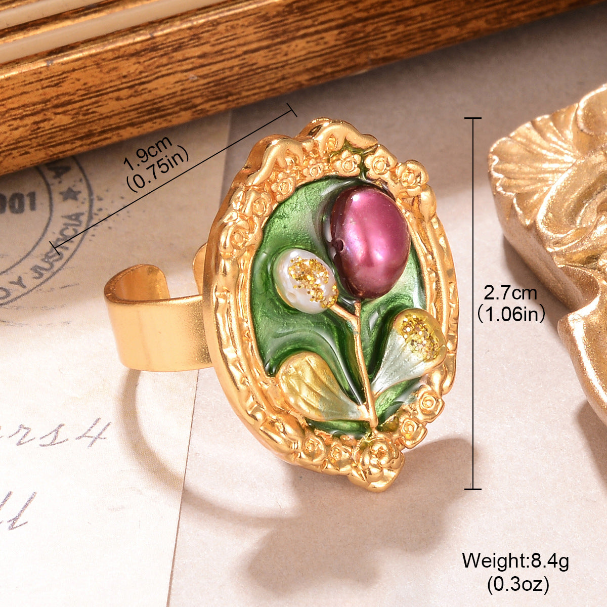 Anello perle floreali