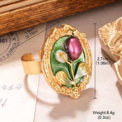 Anello perle floreali