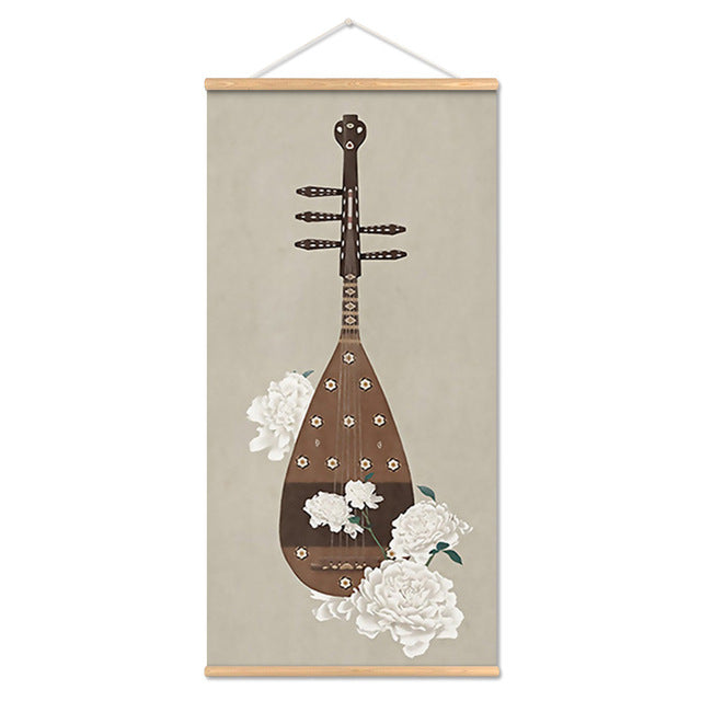 Adesivo murale Acquarello asiatico bamboo fiori