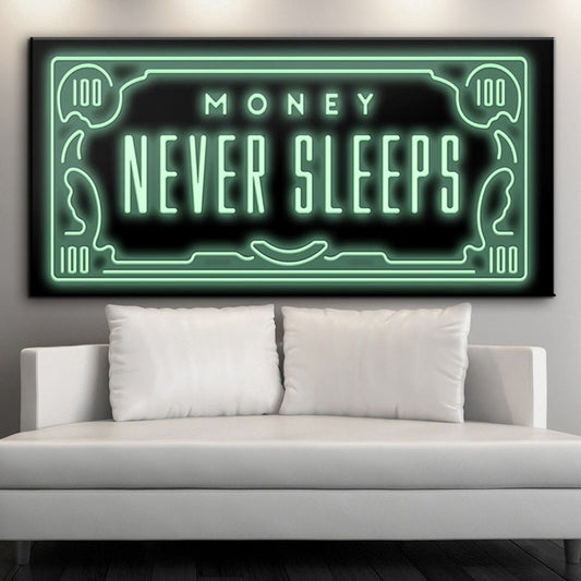 Quadro su tela Banconote e insegna neon