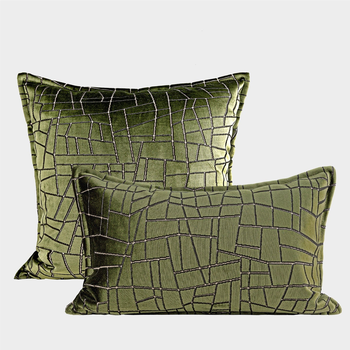 Cuscino in velluto verde oliva