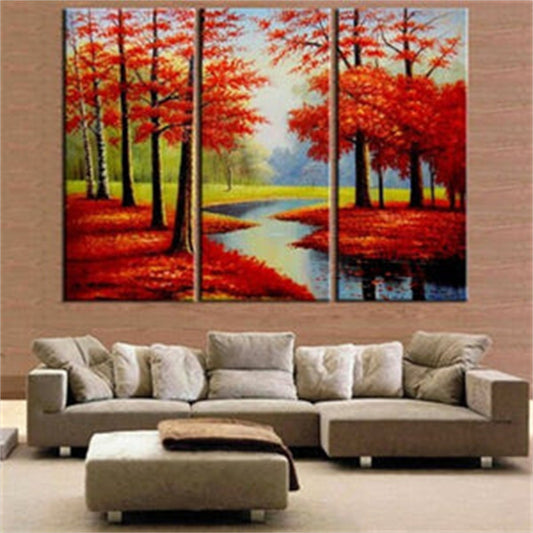 Poster Foresta autunnale con fiume