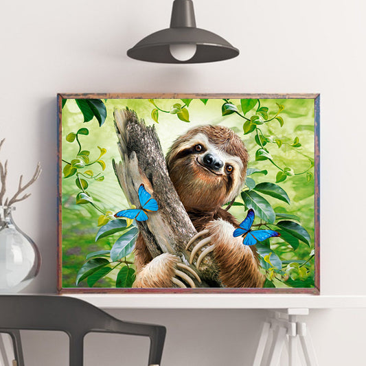 Quadro su tela Bradipo su ramo