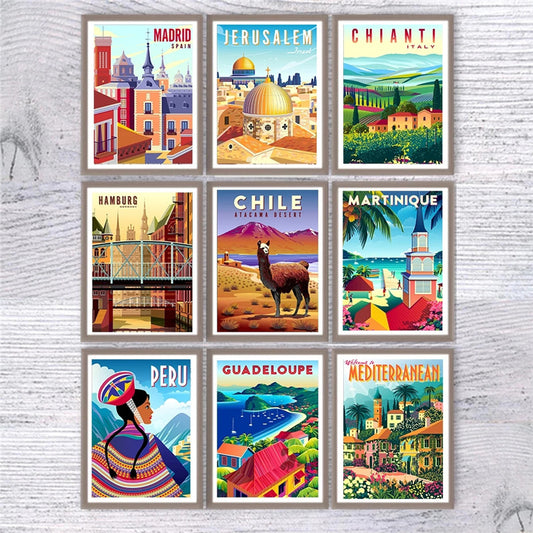 Quadro su tela Paesaggi mondiali vintage