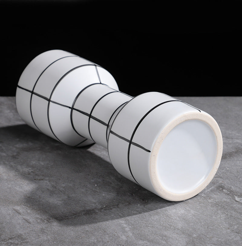 Vaso ceramica righe bianche