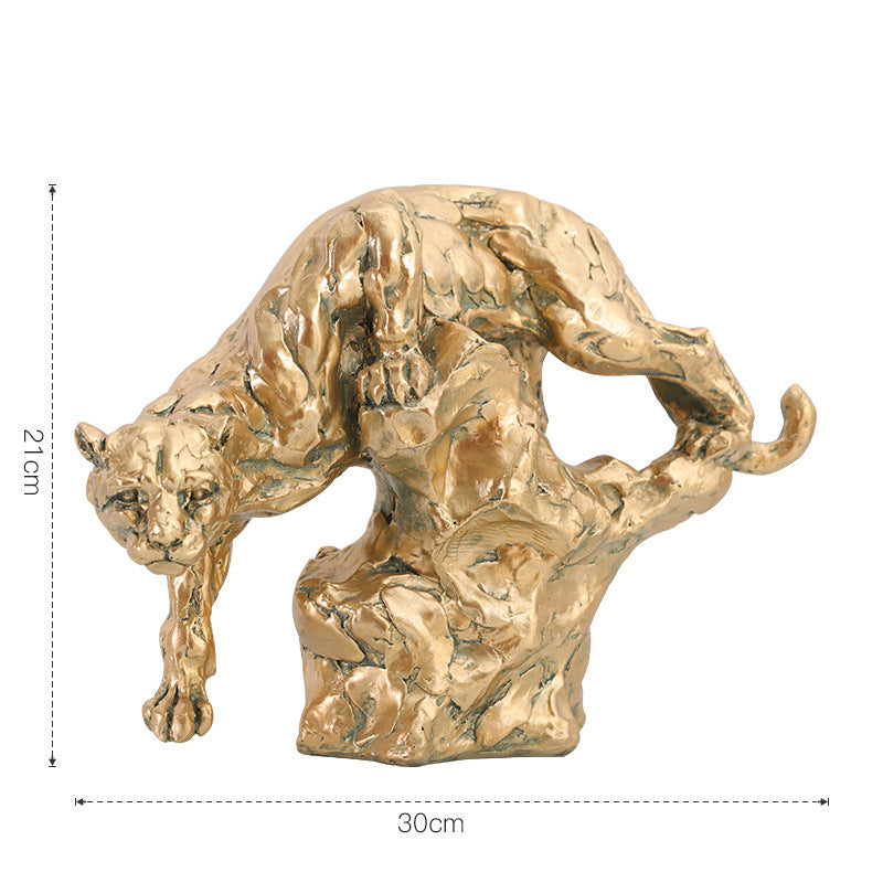 Statuetta pantera resina dorata