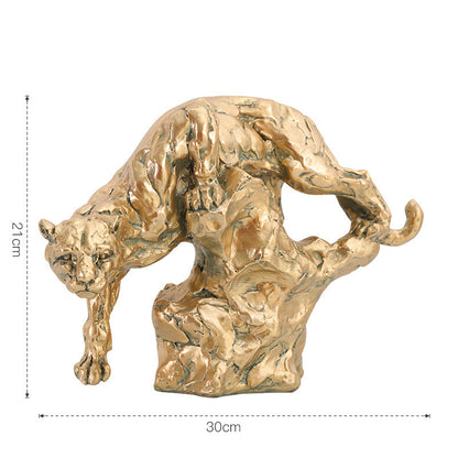 Statuetta pantera resina dorata