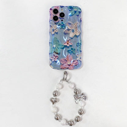 Custodia telefono onda blu fiori