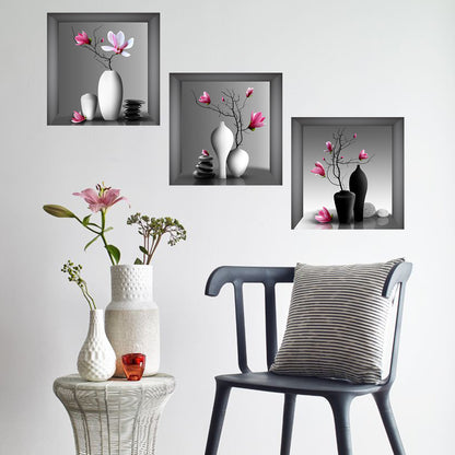 Trittico 3D bonsai e fiori