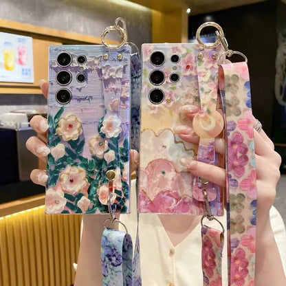 Custodia telefono strass fiori