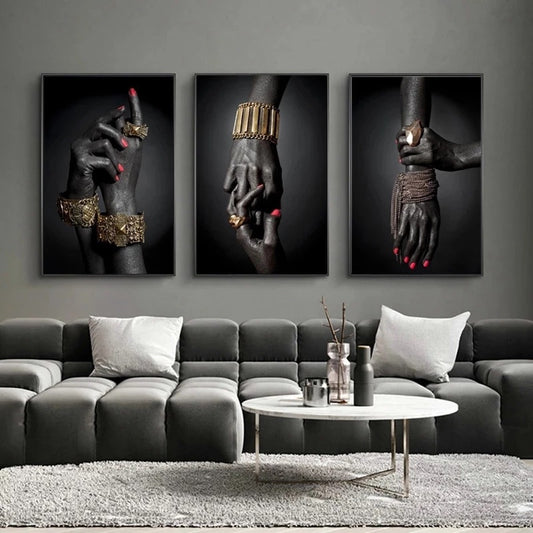 Quadro su tela Mani nere gioiellate
