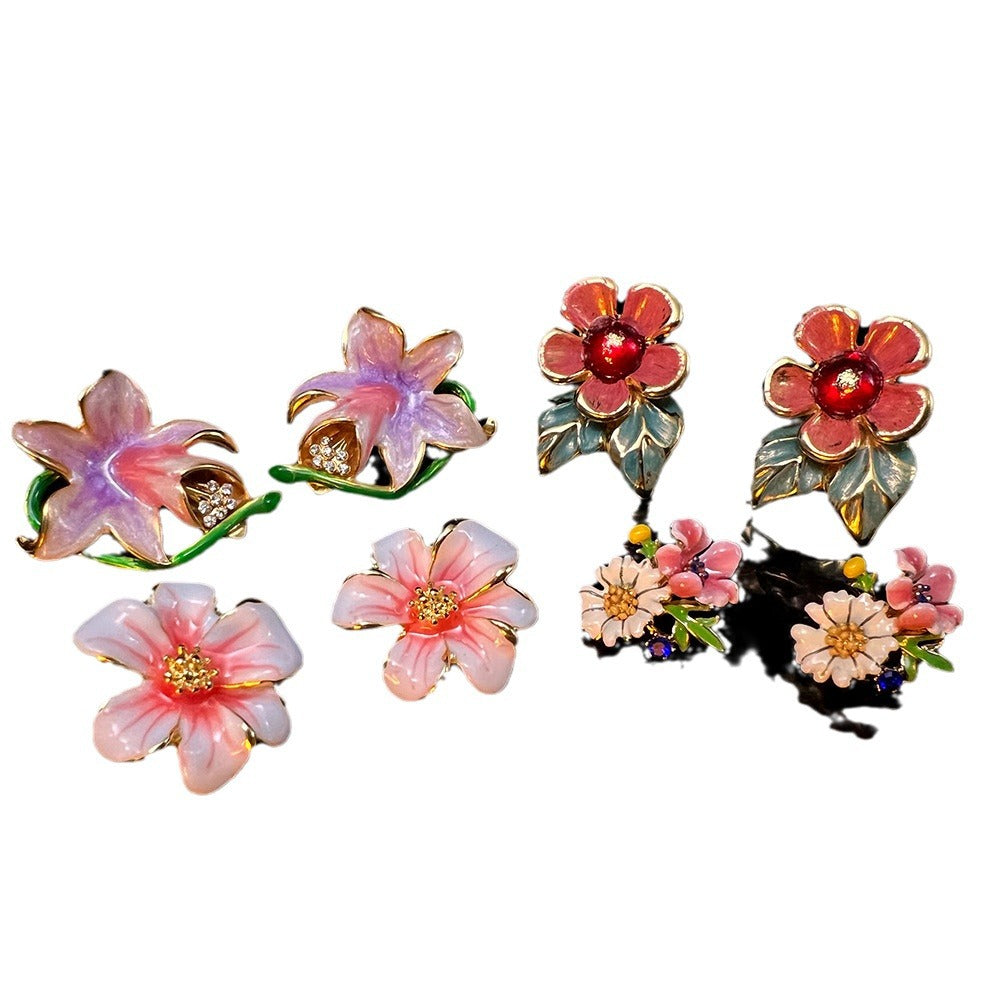 Orecchini Fiori Olio Retro
