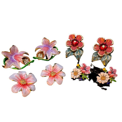 Orecchini Fiori Olio Retro
