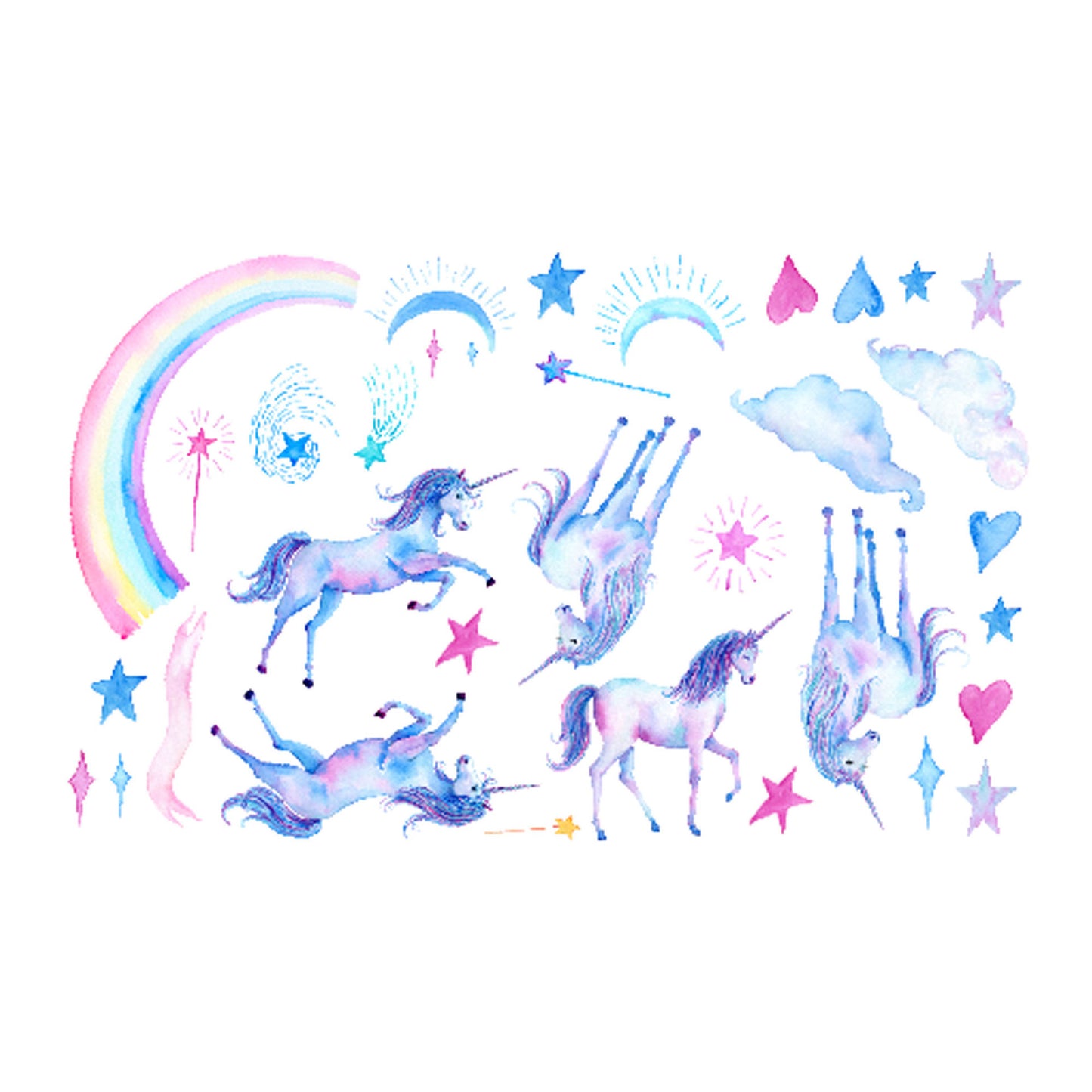 Adesivo murale unicorno e stelle