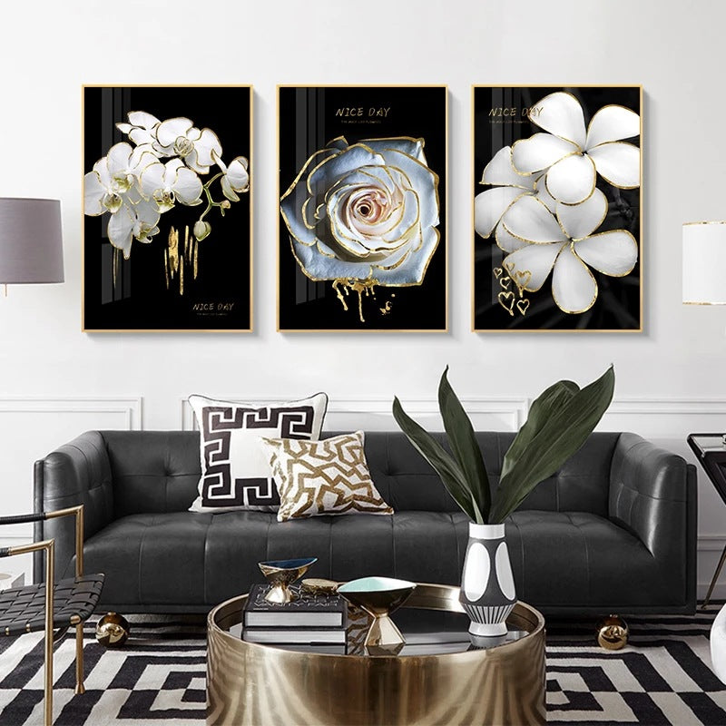 Poster fiori bianco e nero