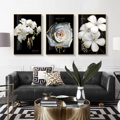Poster fiori bianco e nero