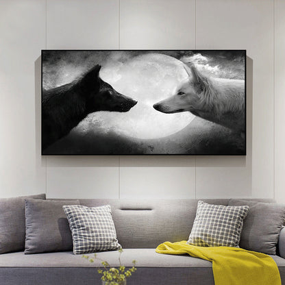 Quadro lupi bianco nero