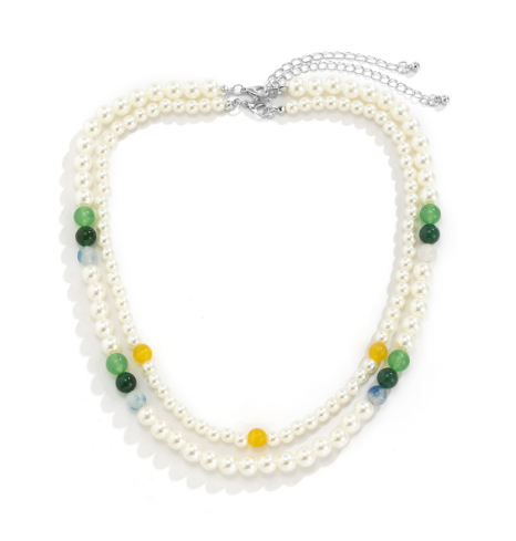 Collana perle bicolore