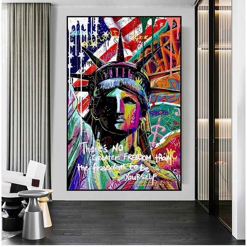 Quadro tela Statua Libertà street art