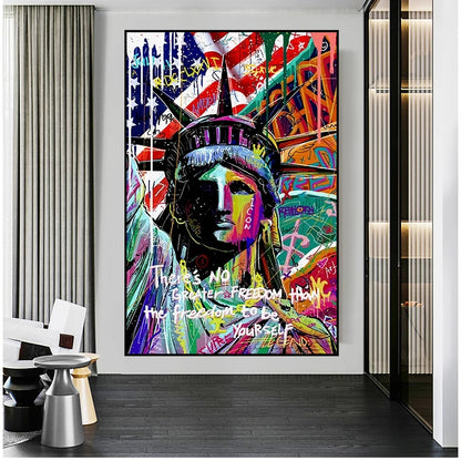 Quadro tela Statua Libertà street art