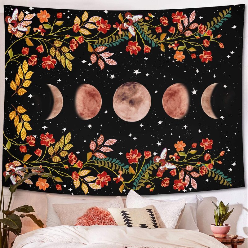 Arazzo fasi lunari e fiori