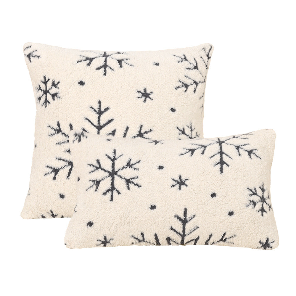Cuscino bianco ricamato fiocchi neve