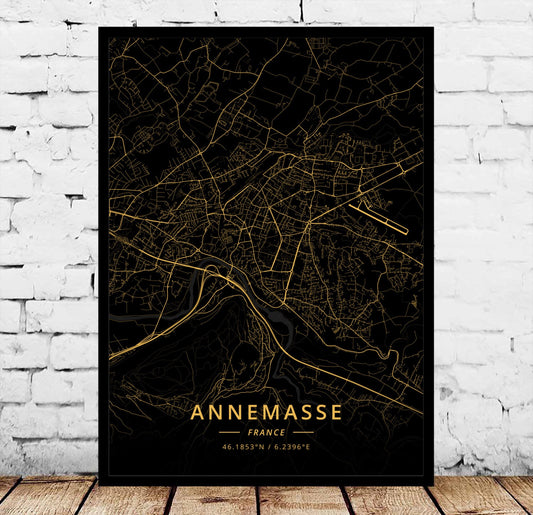 Quadro su tela Mappa di Annemasse
