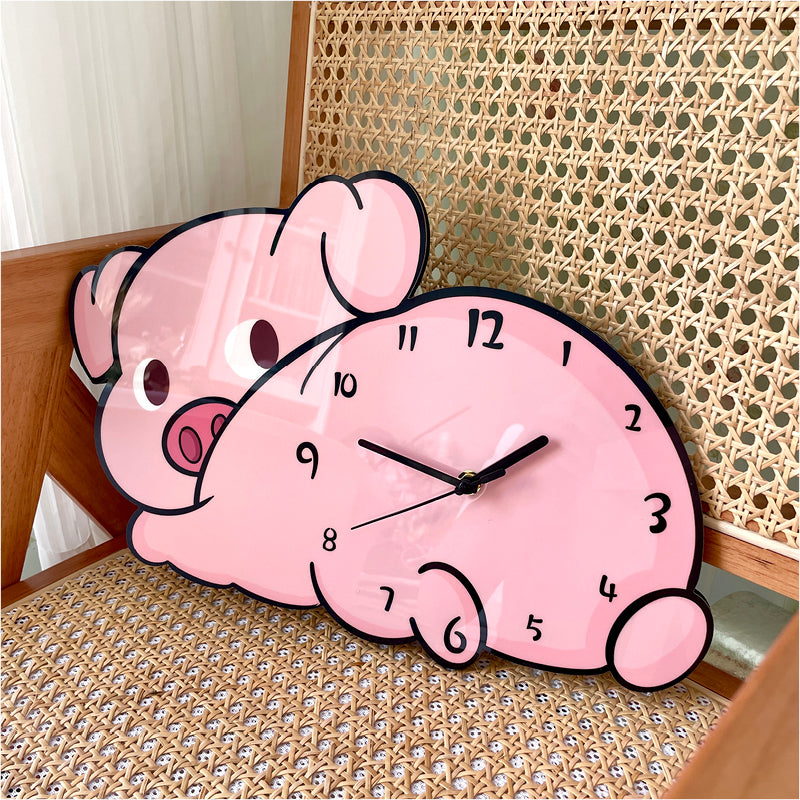 Orologio da parete Elefante rosa cartone
