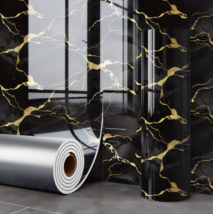 Adesivo murale Marmo bianco con venature oro