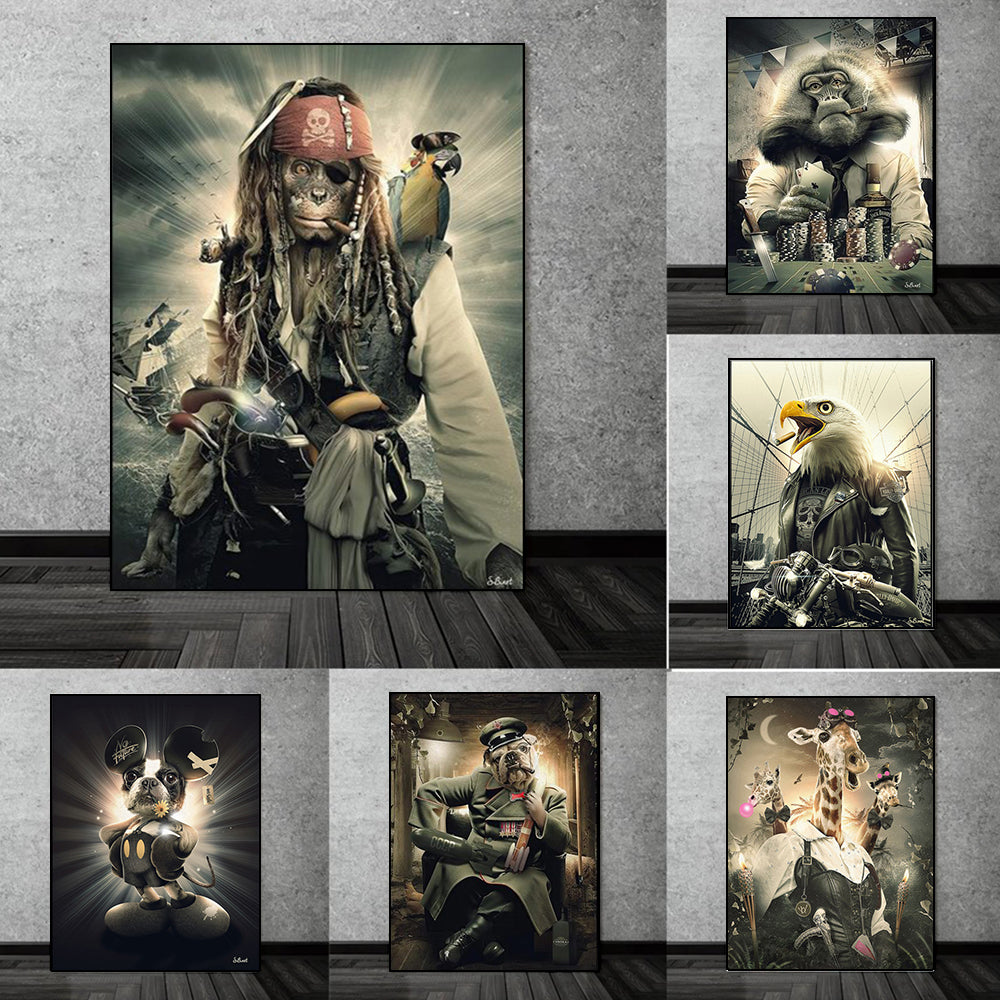 Quadro animali in smoking