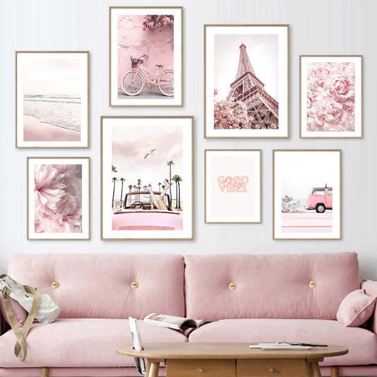 Quadro su tela Composizione gallery estiva rosa