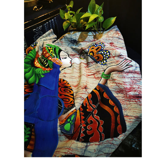Arazzo Donna fra farfalle colorate