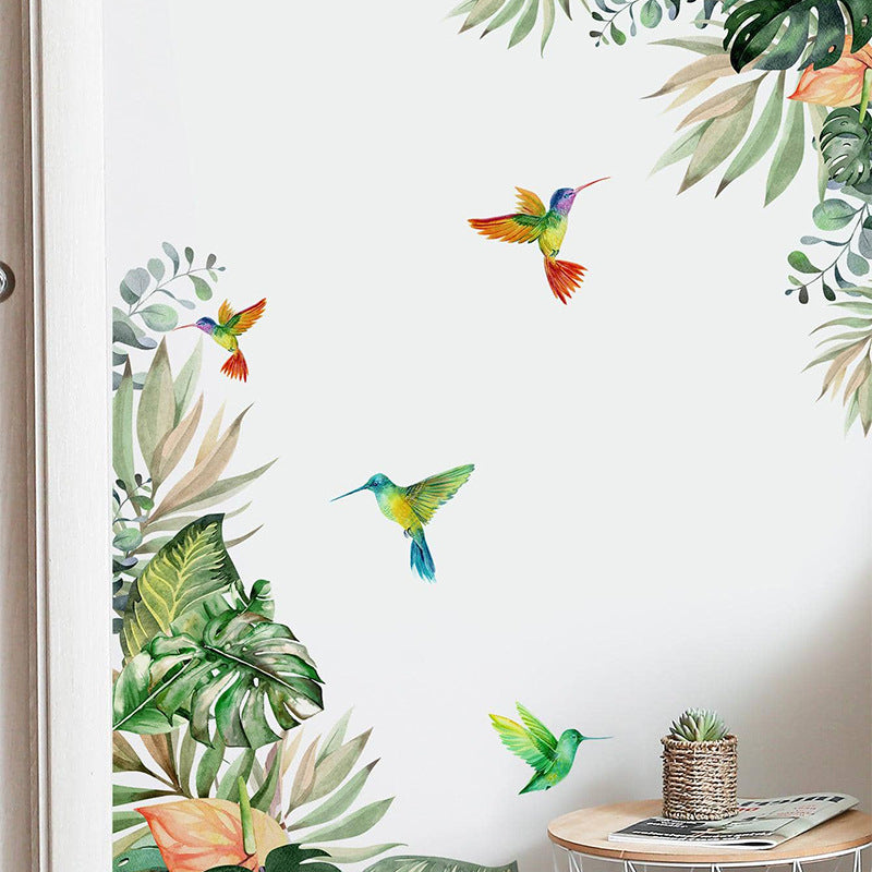 Adesivo pianta colibrì