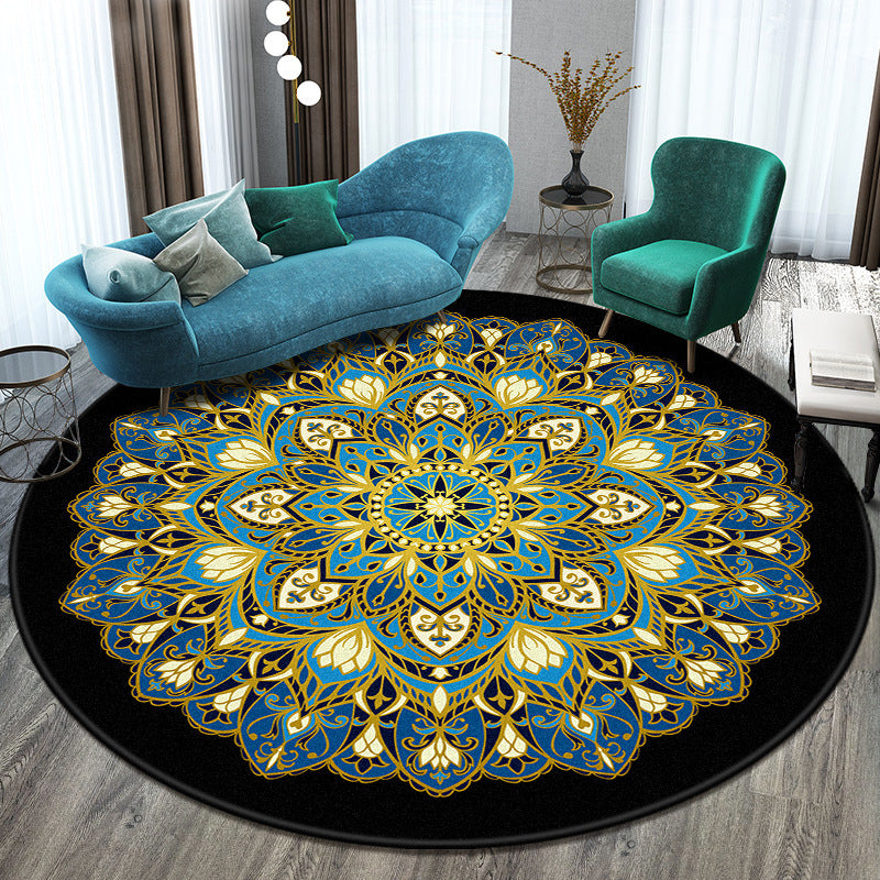 Tappeto rotondo mandala nero colori brillanti