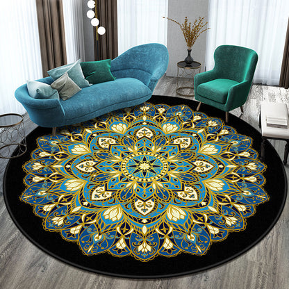 Tappeto rotondo mandala nero colori brillanti
