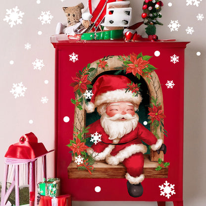Adesivo murale Babbo Natale con fiocchi di neve
